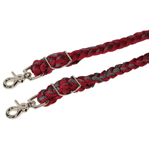 Weaver Polyester Braided Barrel Rein Color Dark Red & Charcoal
