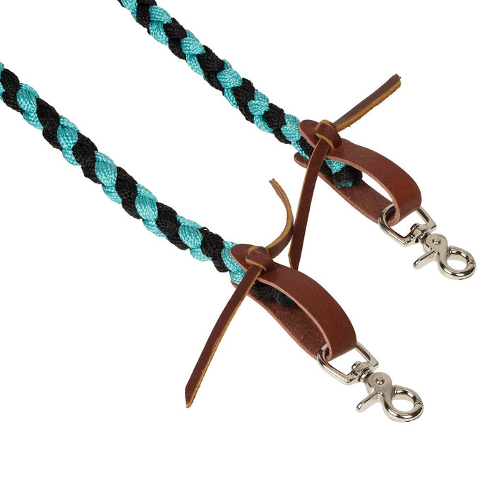 Weaver Polyester Braided Split Reins Color Mint & Black