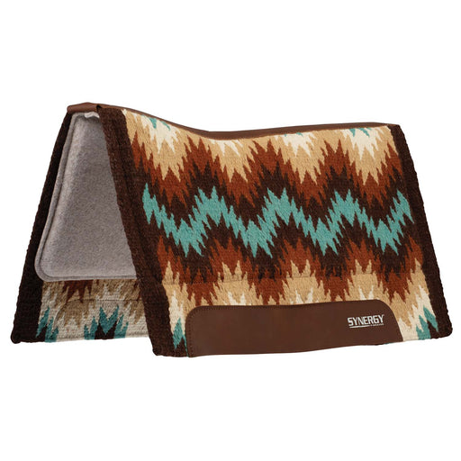 Weaver Synergy Contoured Performance Wool and Felt Stampede Saddle Pad Color Brown & Sand