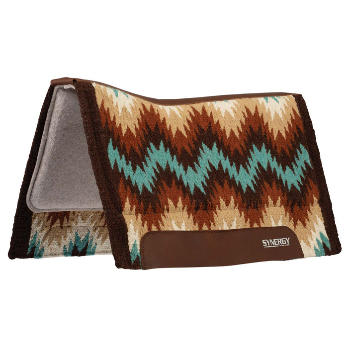 Weaver Synergy Contoured Performance Wool and Felt Stampede Saddle Pad Color Brown & Sand