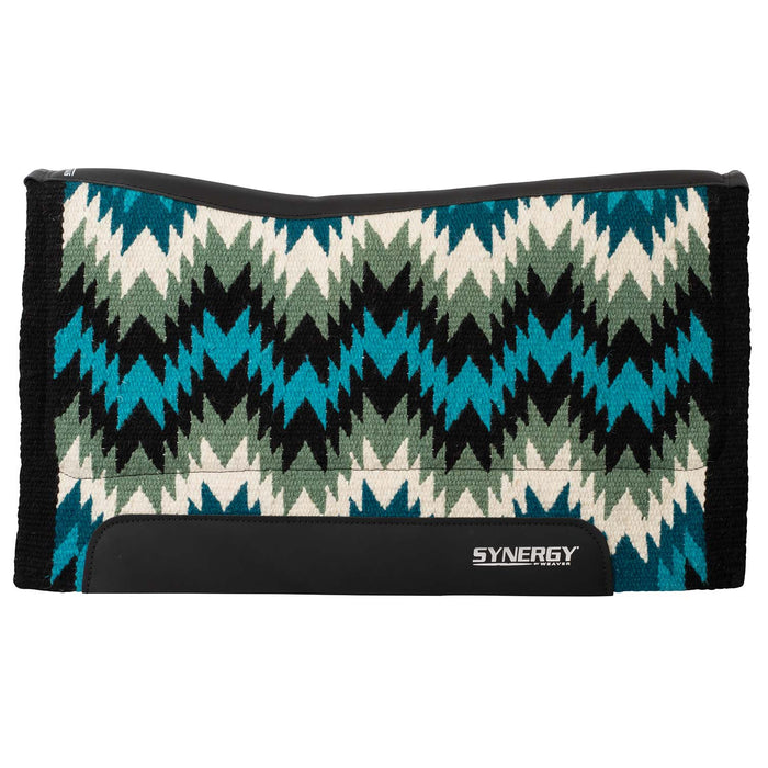 Weaver Synergy Contoured Performance Wool and Fleece Stampede Saddle Pad Color Green & Cream