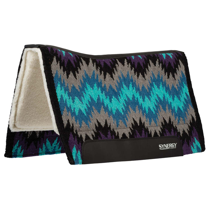 Weaver Synergy Contoured Performance Wool and Fleece Stampede Saddle Pad Color Gray & Purple