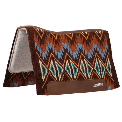 Weaver Synergy Contoured Performance Wool and Felt Quest Saddle Pad Color Brown & Blue