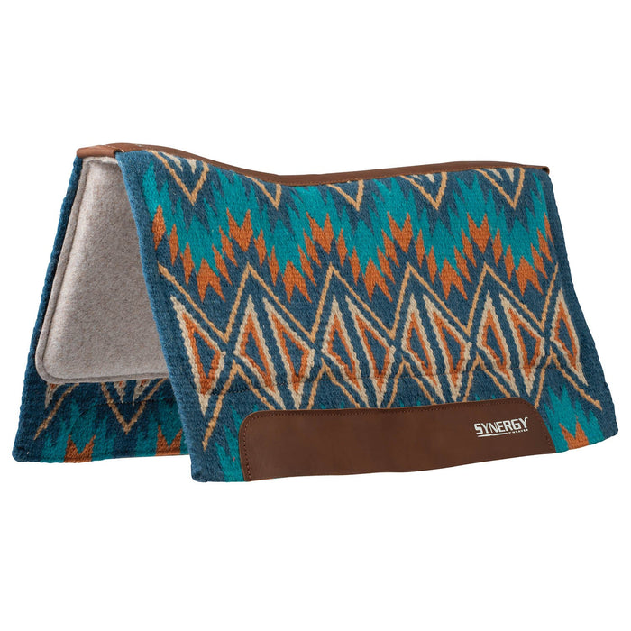 Weaver Synergy Contoured Performance Wool and Felt Quest Saddle Pad Color Navy & Chestnut