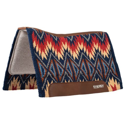 Weaver Synergy Contoured Performance Wool and Felt Quest Saddle Pad Color Navy & Red