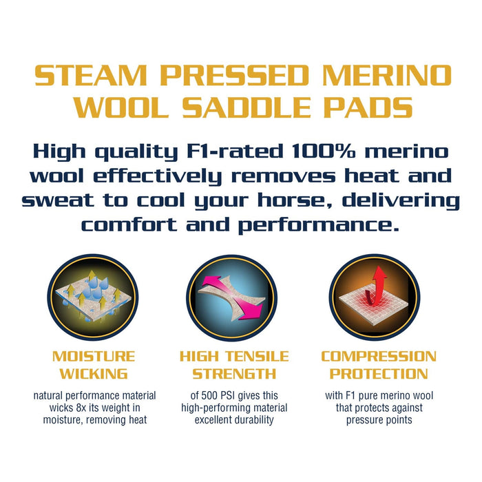 Weaver Synergy Contoured Steam Pressed 100% Merino Wool Felt Performance Saddle Pad Color Charcole