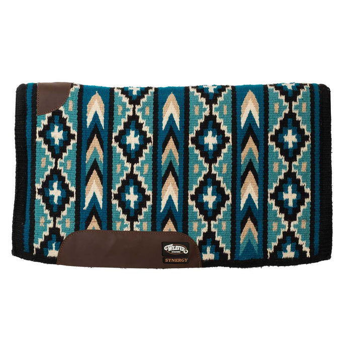 Weaver Synergy New Zealand Wool Blanket Top Saddle Pad Color Black, Sand & Turq