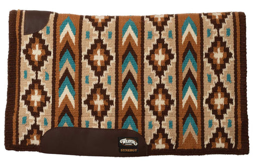 Weaver Synergy New Zealand Wool Blanket Top Saddle Pad Color Chestnut, Buckskin & Turq