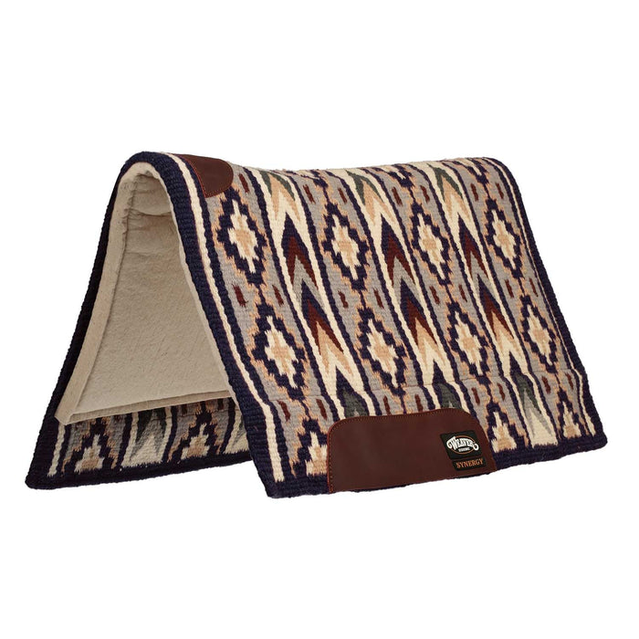Weaver Synergy New Zealand Wool Blanket Top Saddle Pad Color Dark Purple, Silver & Cream