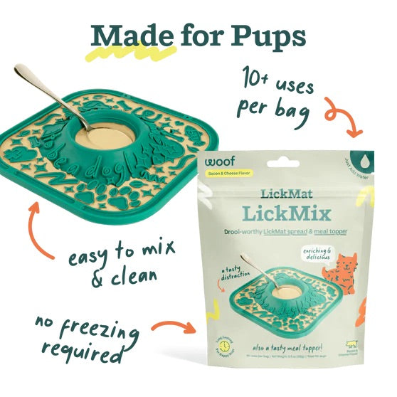LickMix for Dogs – Bacon & Cheese or Calming LickMat Spread, Interactive Enrichment Treat