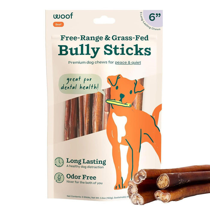 BullySafe Bully Sticks– Odor-Free, Long-Lasting Dog Chews | Grass-Fed, Free-Range, Single-Ingredient Beef Pizzle Treats