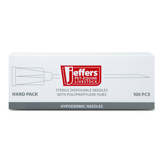 Jeffers Poly Hub Hypodermic Needles for Veterinary Use, Box of 100