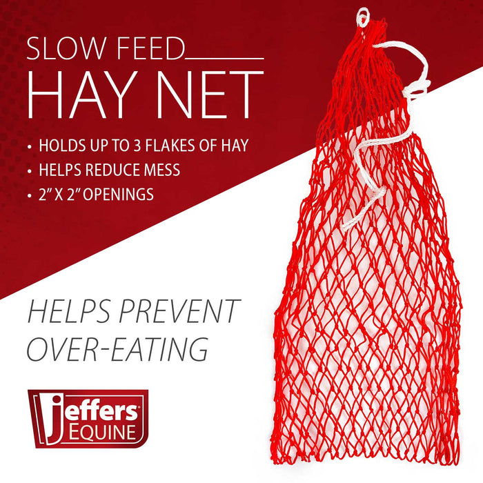 Jeffers Slow Feed 2" x 2" Nylon Hay Net for Horses, Red