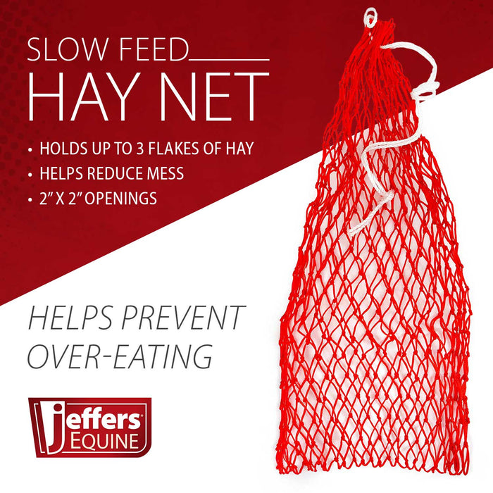 Jeffers Slow Feed 2" x 2" Nylon Hay Net for Horses, Red