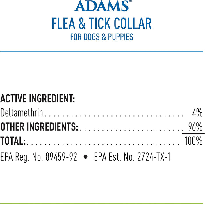 ADAMS Flea & Tick Collar for Dogs & Puppies, 2 Pack, 12 Months Protection, Adjustable One Size Collar Fits All Dogs 12 Weeks & Older - FAAAL - Ons Size Fits All - 2 - 3