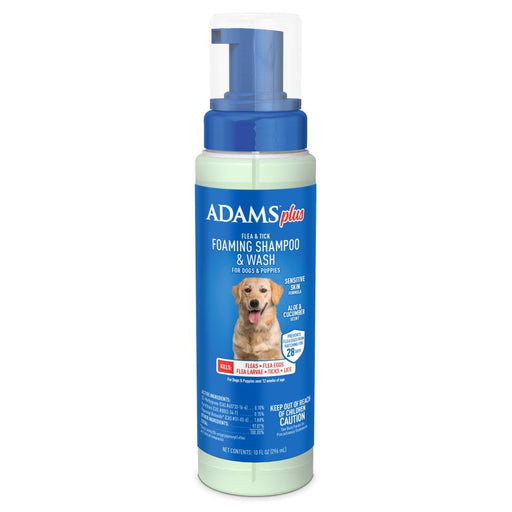 ADAMS Plus Flea & Tick Foaming Shampoo & Wash for Dogs & Puppies Over 12 Weeks, Sensitive Skin Flea Treatment, 10 oz - FAAAM - 10 oz - 1 - 1