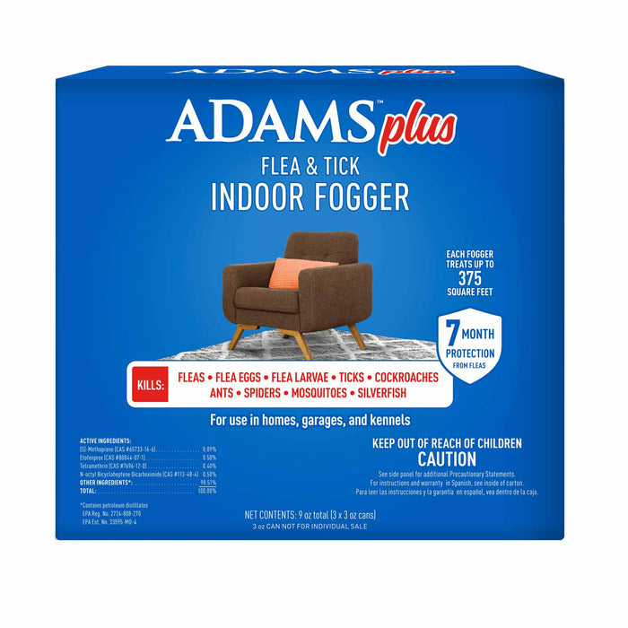 Adams Plus Flea & Tick Indoor Fogger, 3 - pk (3 oz each) - FAAX - Adams Plus Flea and Tick Fogger, 3 pack - 1