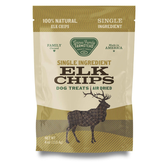 Air - Dried All Natural Single Ingredient Dog Treats – Beef, Chicken, Elk, Sweet Potato & Turkey Tendon, Grain - Free, High Protein, Made in USA - GFFA3 - Elk - 4oz - 9