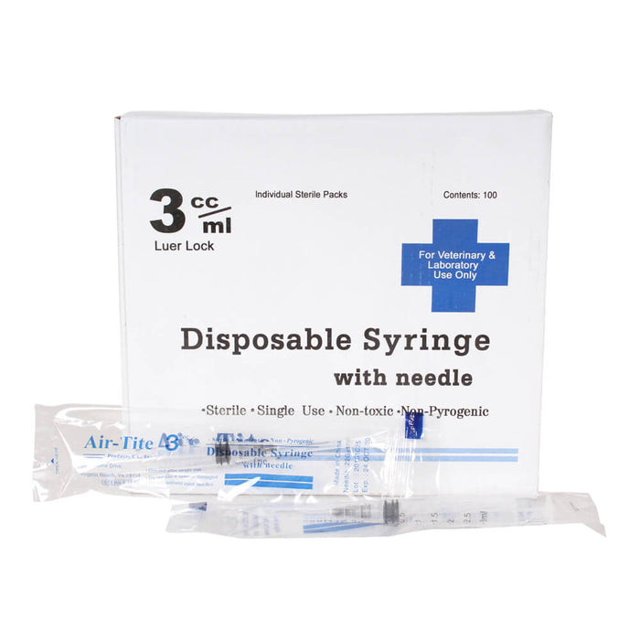 Air - Tite Luer Lock Syringes with Needles, 100 Count - 01101AT-3X25X5-8LL - 3cc LL with 25 g x 5/8" - 2