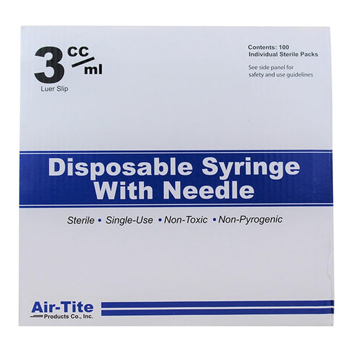 Air - Tite Luer Slip Syringes with Needles, 100 Count - 01101AT-3X22X3-4LS - 3cc LS with 22 g x 3/4" - 1