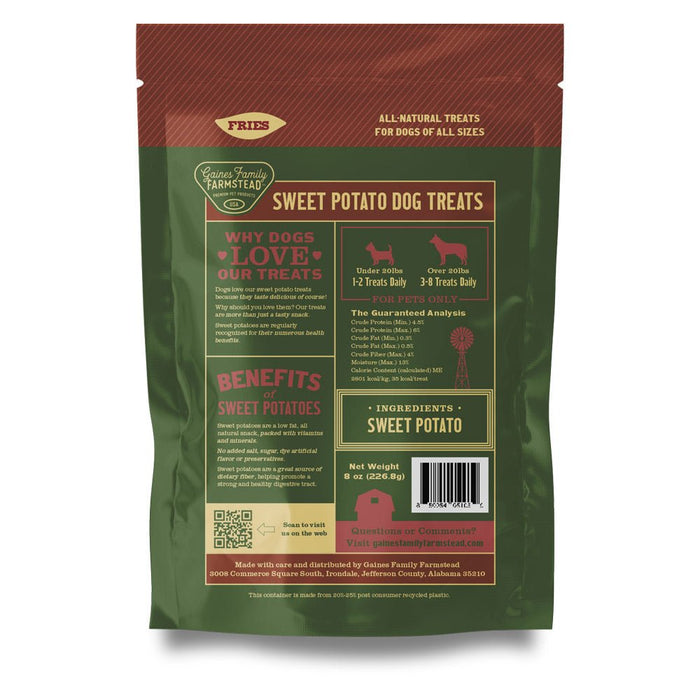 All Natural Sweet Potato Fries for Dogs – Single Ingredient, Made in USA Treats - GFFM - Jumbo - 8 oz - Sweet Potato - 9