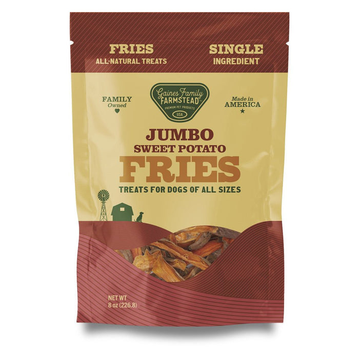All Natural Sweet Potato Fries for Dogs – Single Ingredient, Made in USA Treats - GFFM - Jumbo - 8 oz - Sweet Potato - 8