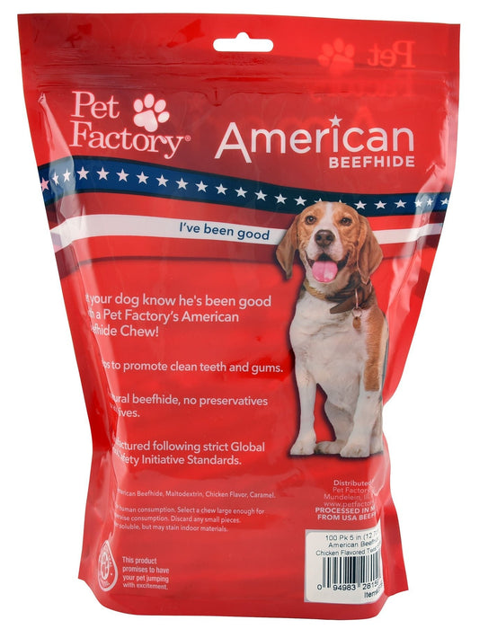 American Beefhide 5" Chicken Flavored Twist Sticks - J6DS - 100 - pack Chicken Flavored Twist Sticks - 6