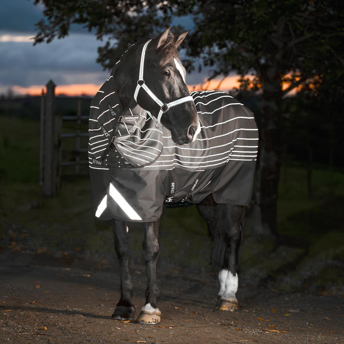 Amigo 1200 Denier FieldSafe Reflectech Plus Turnout Blanket for Horses, 250 grams - FOXA1 - Black - 72" - 1