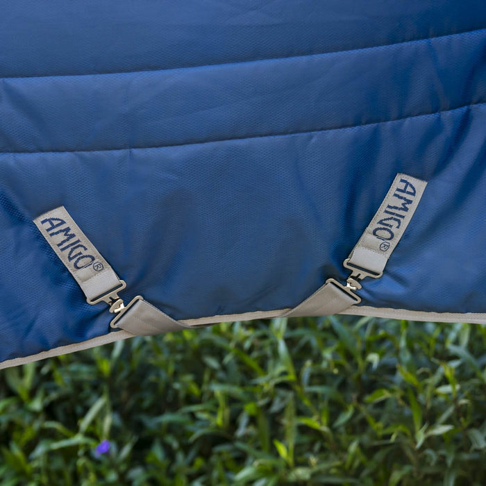 Amigo Stable Blanket Ripstop Insulator Plus - 210D, 200g Warmth, Double Front Closure, Hood Included - FOXB6 - Navy - 66" - 3