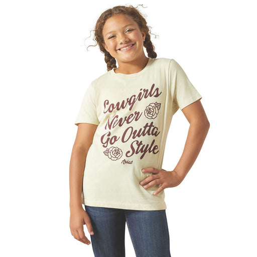 Ariat Girl Short Sleeve Tee - AI8PY - Cream - XSmall - Each - 1