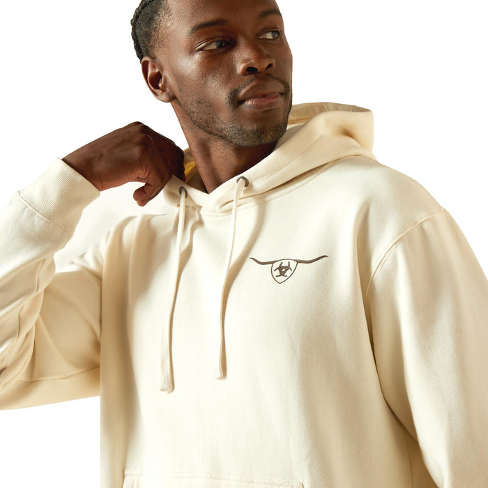Ariat Mens Hoodie - AI8JL - Shield Steerhead Oatmeal - Small - Each - 12