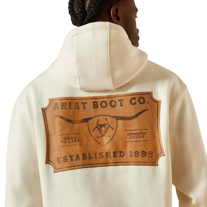 Ariat Mens Hoodie - AI8JL - Shield Steerhead Oatmeal - Small - Each - 13