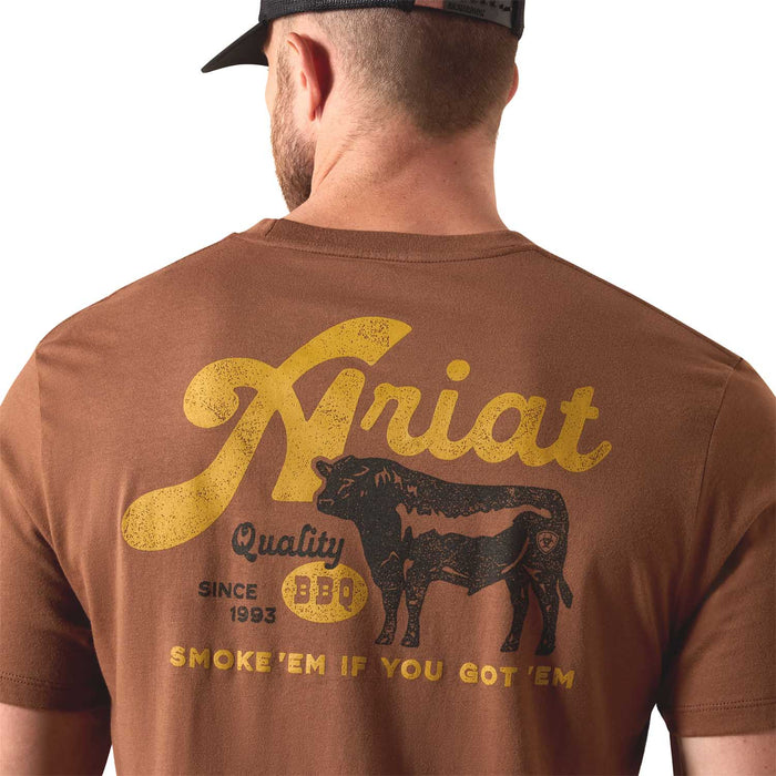 Ariat Mens Short Sleeve Shirt, BBQ Smoke Western Graphic Tee - AI9BM - Brown - Small - Each - 2