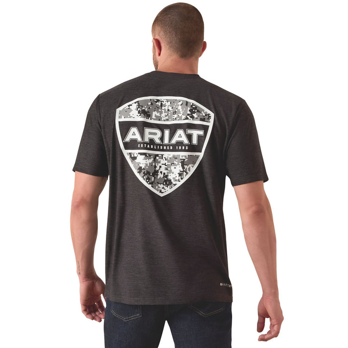 Ariat Mens Short Sleeve Shirt, Digi Shield Western Athletic Tee - AI9CJ - Heather Grey - Small - Each - 1