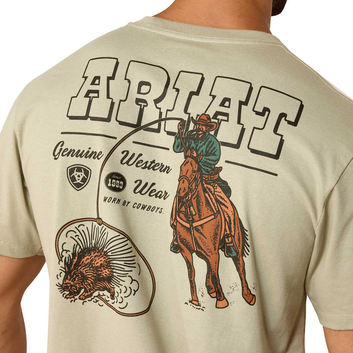 Ariat Mens Short Sleeve Shirt, Porcupine Posse Western Graphic Tee - AI9DA - Tan - Small - Each - 2