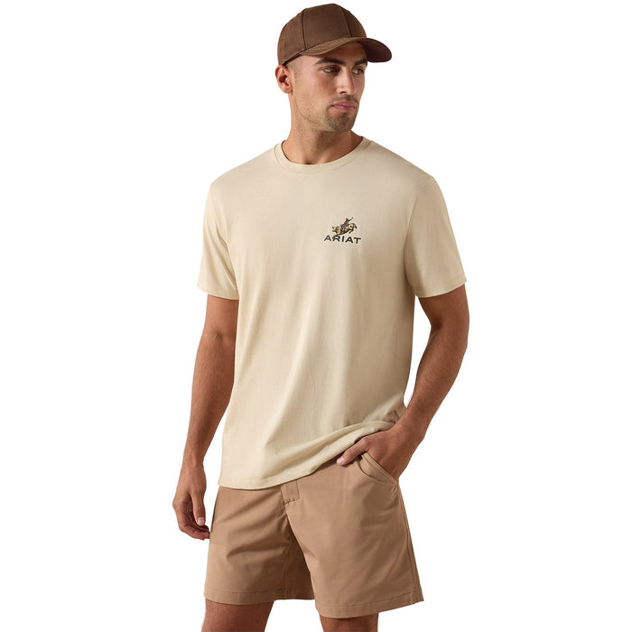 Ariat Mens Short Sleeve Shirt, Ride Em Cowboy Western Graphic Tee - AI9DG - Tan - Small - Each - 4
