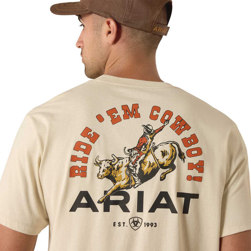 Ariat Mens Short Sleeve Shirt, Ride Em Cowboy Western Graphic Tee - AI9DG - Tan - Small - Each - 2