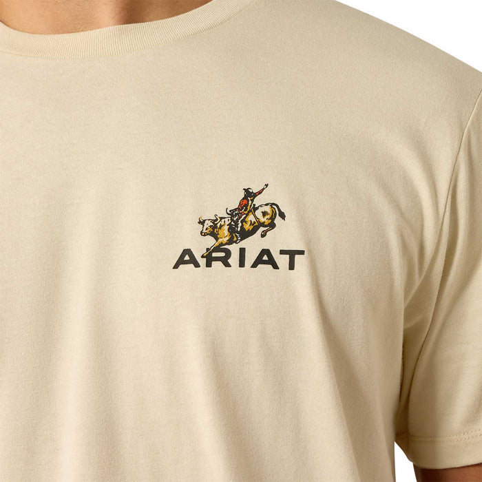 Ariat Mens Short Sleeve Shirt, Ride Em Cowboy Western Graphic Tee - AI9DG - Tan - Small - Each - 5