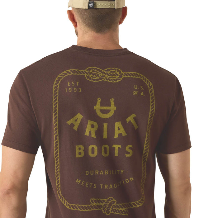 Ariat Mens Short Sleeve Shirt, Ropes & Boots Western Graphic Tee - AI9E7 - Brown - Small - Each - 2