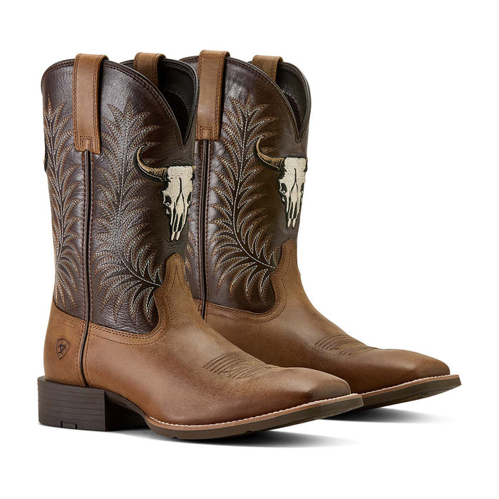 Ariat Men's Sport Steer Skull Boots - AI6BW - Sandstorm & Chocolate - 7 D - 1
