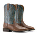 Ariat Mens Steadfast Wide Square Toe Leather Cowboy Boot – Comfortable All - Day Western Work Boot - AIBK7 - Brown with Baby Blue - 8 D - 1