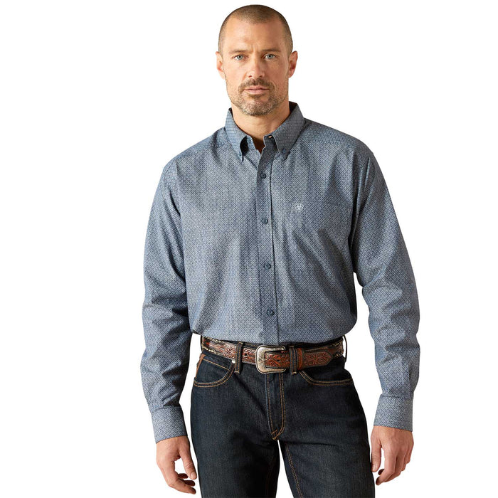 Ariat Mens Trent Classic Fit Long Sleeve Shirt – Rugged Button - Front Casual Shirt - AIBAE - Blue - Small - 1