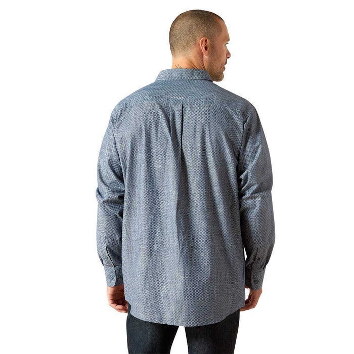 Ariat Mens Trent Classic Fit Long Sleeve Shirt – Rugged Button - Front Casual Shirt - AIBAE - Blue - Small - 2