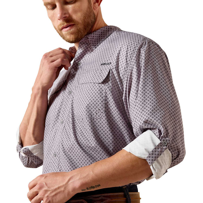 Ariat Men's VentTek Outbound Classic Fit Long Sleeve Shirt - AI9GV - Gray Printed - Small - 1 ct - 15