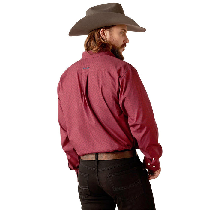 Ariat Men's Wrinkle Free Issac Longsleeve Shirt - AI57W - Dark Red - Small - 2
