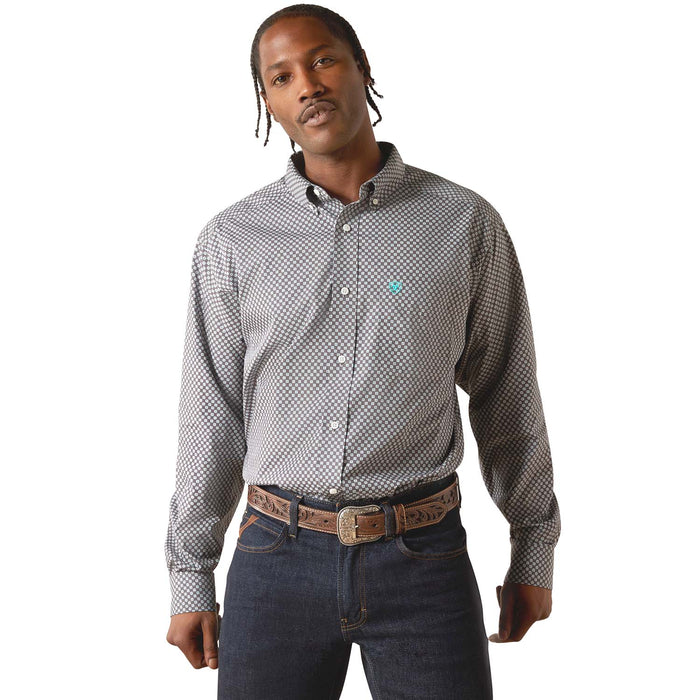 Ariat Mens Wrinkle Free Solid Classic Fit Long Sleeve Shirt - AI8GK - Dark Grey - Small - Each - 5