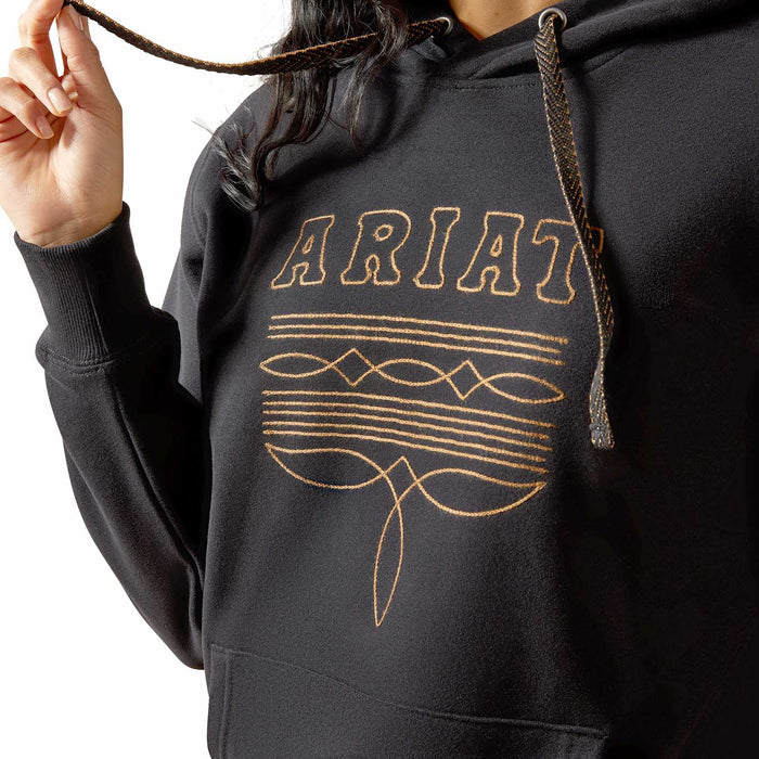 Ariat Womens Booted Logo Hoodie - AI8AZ - Black - Small - Each - 3