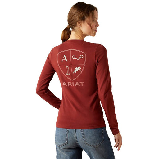 Ariat Women's EQ Icons Long Sleeve Tee – Soft, Comfortable, Stylish Barn Wear - AIBEQ - Brown - Xsmall - Each - 1