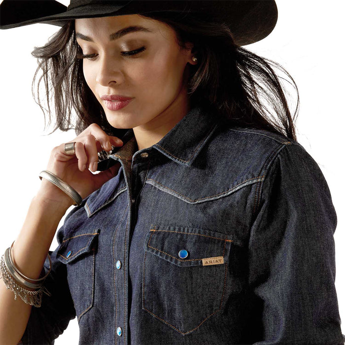 Ariat Women's Farriday Denim Long Sleeve Shirt - AI573 - Blue - Small - 3