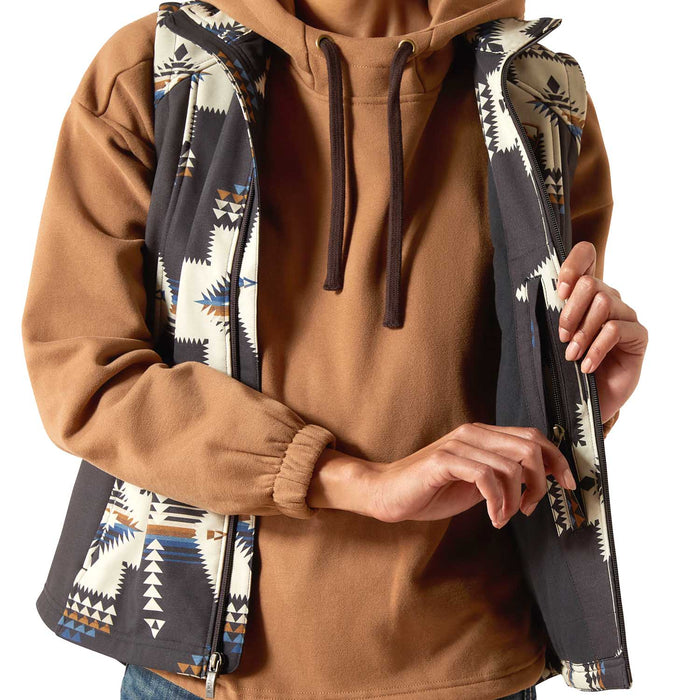 Ariat Womens Logo Softshell Western Print Vest – Durable Outdoor Layer with Zip Pockets - AIBBB - Multi - Small - Each - 5